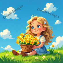Load image into Gallery viewer, A Little Girl With Her Daffodils by CarolB Designs