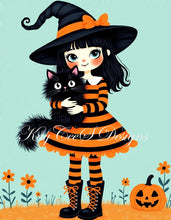 Load image into Gallery viewer, Little Witch & Midnight Cat by KayCeeS Designs