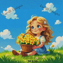 Load image into Gallery viewer, A Little Girl With Her Daffodils by CarolB Designs
