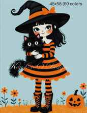 Load image into Gallery viewer, Little Witch &amp; Midnight Cat by KayCeeS Designs
