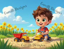 Load image into Gallery viewer, Daffodils and Dump Trucks by CarolB Designs
