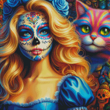 Load image into Gallery viewer, SugarSkull Alice and Cheshire Cat
