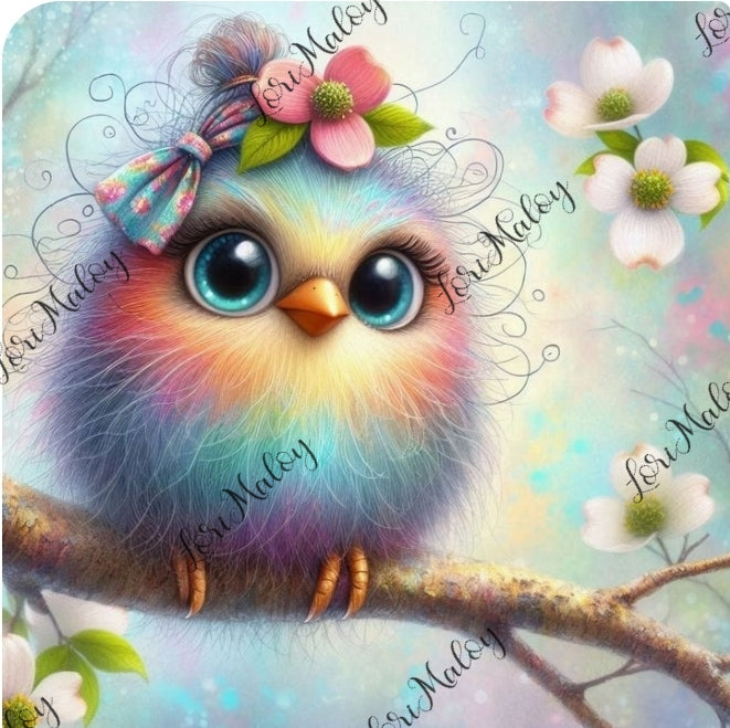 Morning Melody: Whimsical Bird on Dogwood