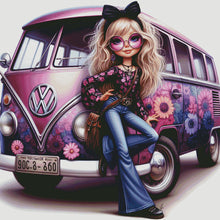 Load image into Gallery viewer, Hippie chick with her van
