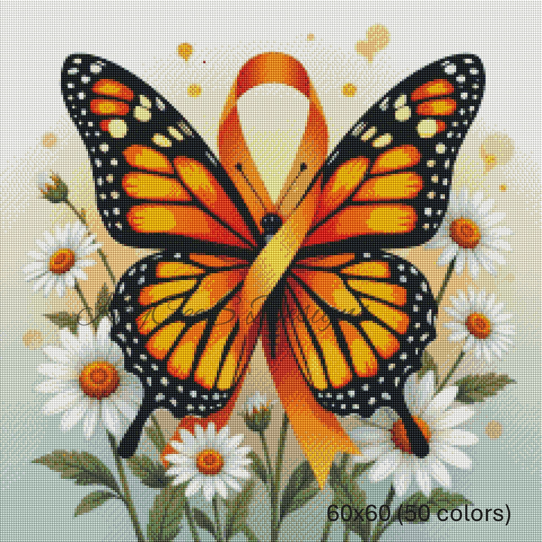 Wings of Courage – Orange Awareness Butterfly Diamond Painting Kit - KayCeeS Designs