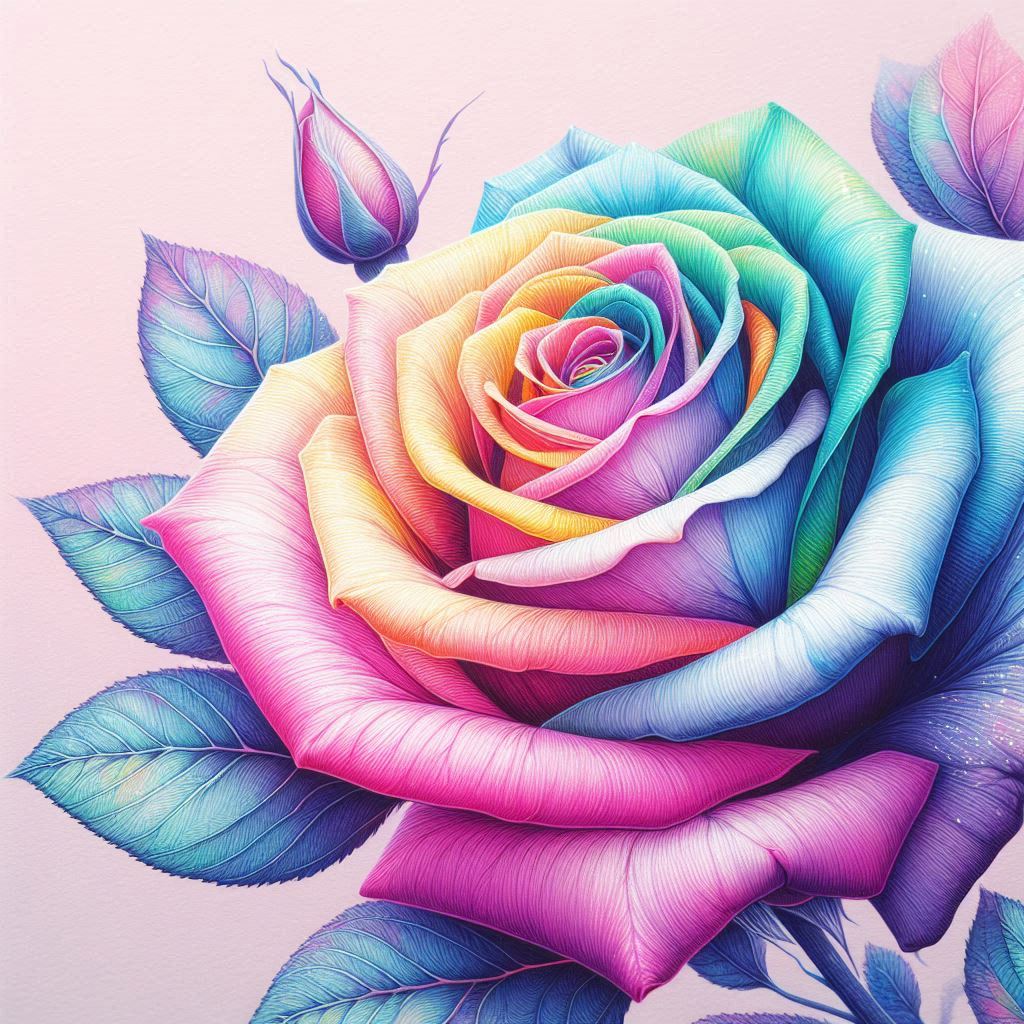 Ethereal Rainbow Rose (full shimmery drill)