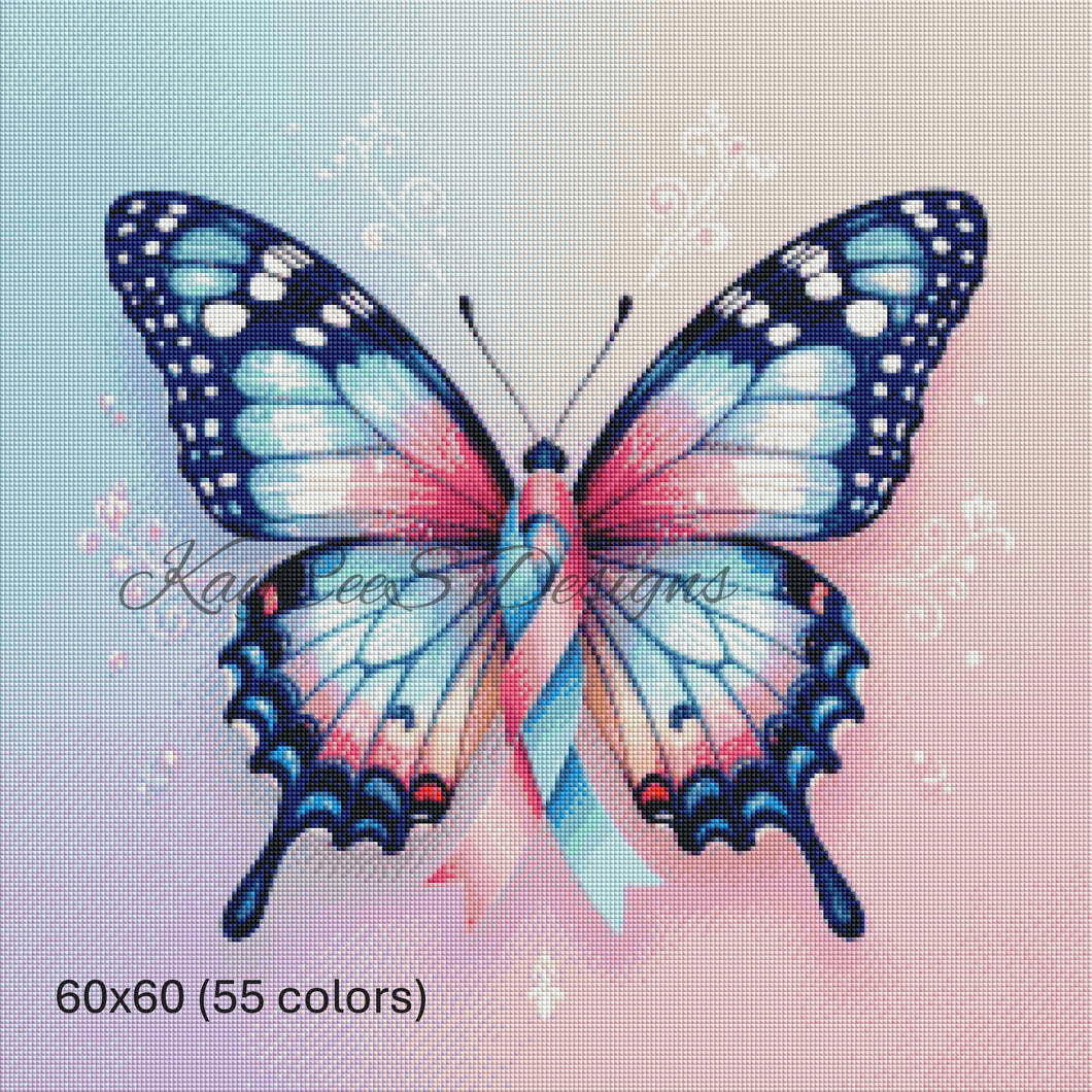 Wings of Remembrance – Pink & Blue Awareness Butterfly Diamond Painting Kit - KayCeeS Designs