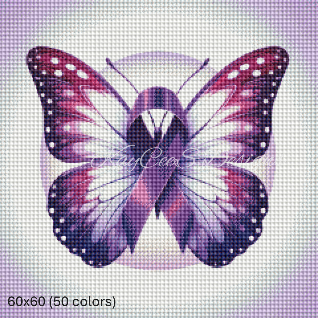 Wings of Strength – Purple Awareness Butterfly Diamond Painting Kit - KayCeeS Designs