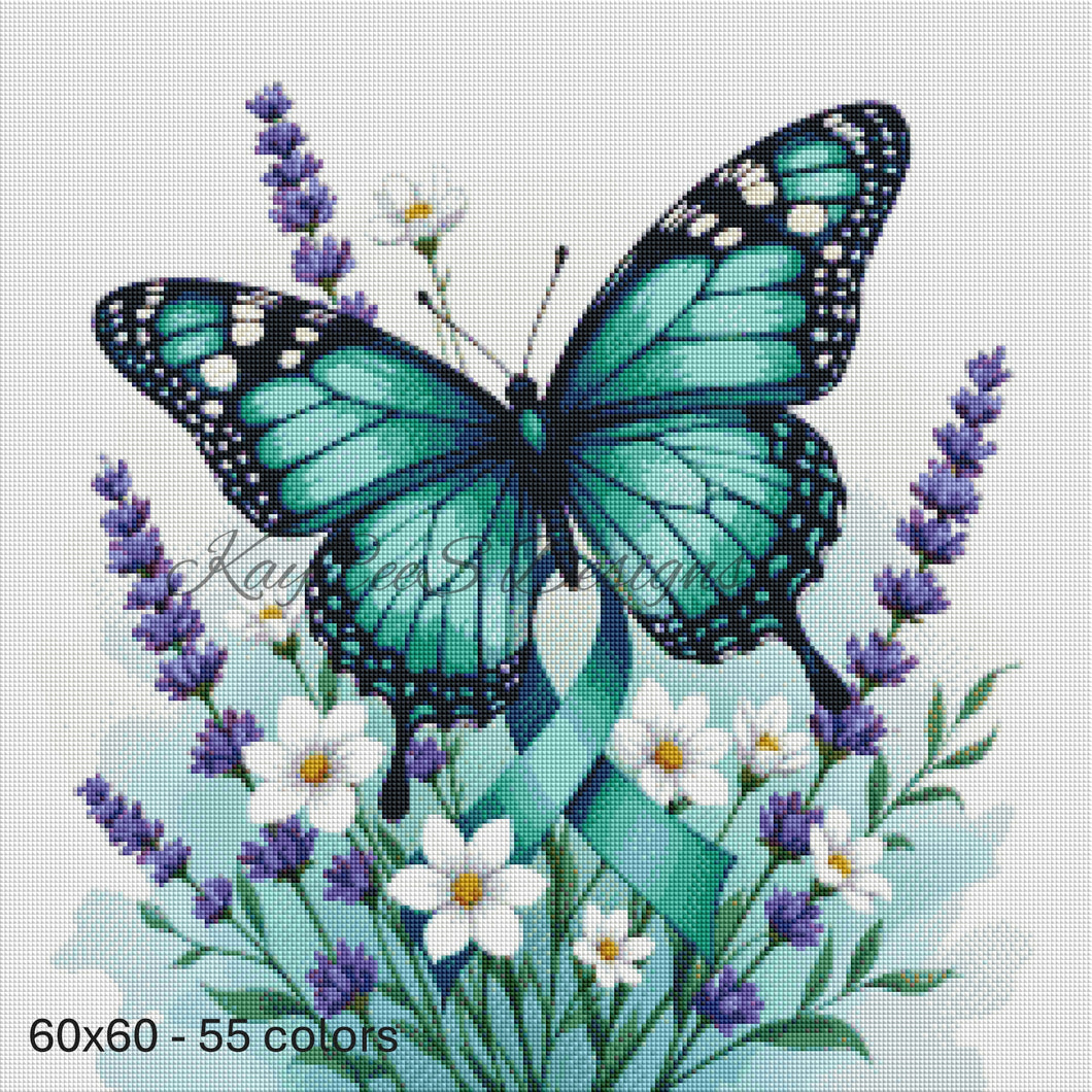 Wings of Awareness – Teal Butterfly Diamond Painting Kit - KayCeeS Designs